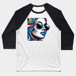 Volto Donna Trendy 8 | Trendy Woman Face 8 | Color Baseball T-Shirt